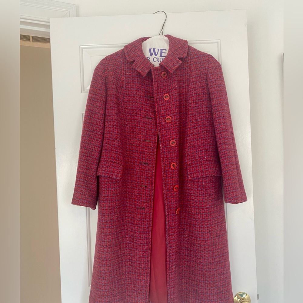 Vintage Harris Tweed Silk Lined Wool Pea Coat (See Measurements)